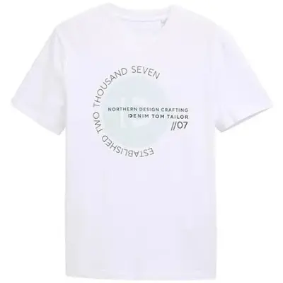 👕 Tom Tailor Denim Basic T-Shirt mit Logo-Print für 8,19€ (statt 15€) – S, M & L
