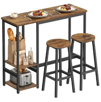 🍾 Vasagle Industrie-Design Bartisch-Set mit Ablage für 52,99€ (statt 63€)