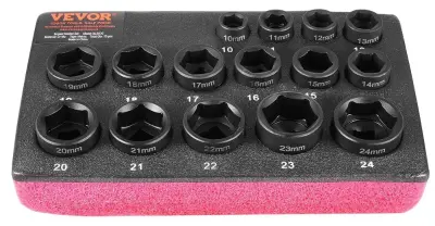 🔧 VEVOR 15tlg. Schlagsteckschlüsselsatz (9,5 mm Antrieb / 10-24 mm) für 22,90€ (statt 33€)
