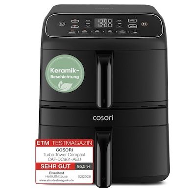 🍖 COSORI Airfryer Turbo Tower Compact mit 2 Kammern für 149,99€ (statt 180€)