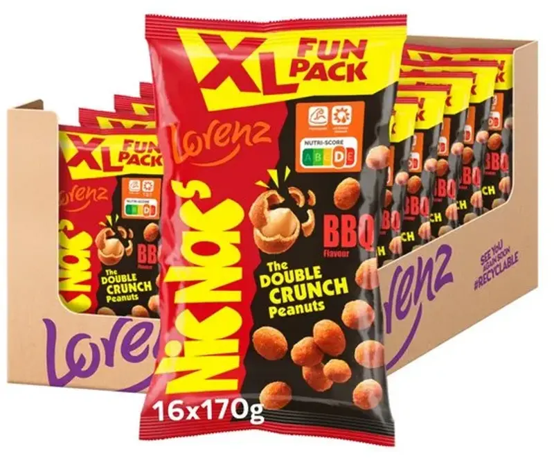 2,7kg! 🥜 16x NicNac’s XL Fun BBQ (je 170g) ab 30,14€ (statt 48€) – nur 1,88€ pro Tüte