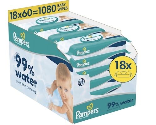 👼🏻 1080x Pampers 99% Water Baby-Feuchttücher ab 19,92€ (statt 29€) ➡️ 0,02€ pro Tuch