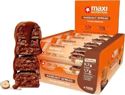 🍫 12er Pack MaxiNutrition Hazelnut Spread Protein Waffle Bar ab 15,79€ (statt 21€)