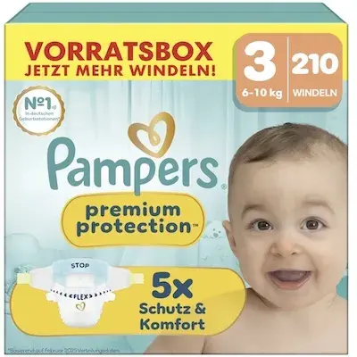 👼🏻 210x Pampers Premium Protection in Größe 3 (6kg-10kg) für 34,20€ (statt 43€)