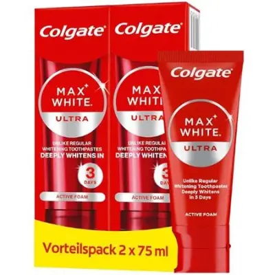 🪥 2er Pack Colgate Max White Ultra Active Foam Zahnpasta ab 10,79€ (statt 17€)