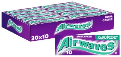 🫐 30x 10er Pack Airwaves Cool Cassis Kaugummi Zuckerfrei ab 15€ (statt 20€)