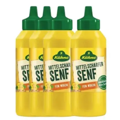 🌭 4x 250ml Kühne Senf mittelscharf in der Squeeze Flasche ab 4,72€ (statt 8€)