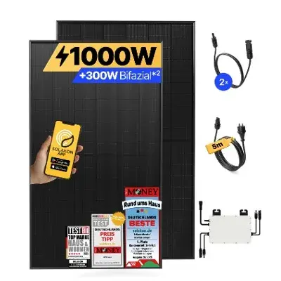 ☀️ Solakon 2x 500W Balkonkraftwerk mit Wechselrichter und Stecker für 259,04€ (statt 300€) + 30€ Netto