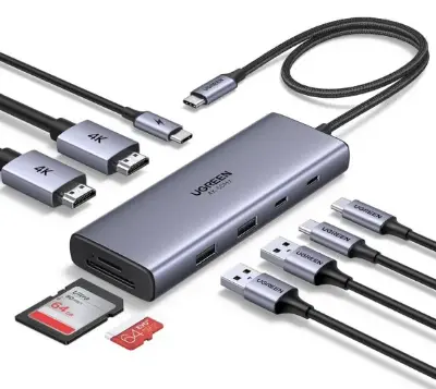 🖥️ UGREEN Revodok USB C Hub 2 HDMI mit SD/TF Kartenleser für 25,99€ (statt 36€)