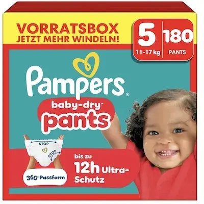 180x Pampers Baby-Dry Pants in Größe 5 (11-17 kg) für 46,77€ (statt 55€)