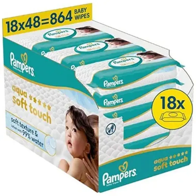 🧻 864er Pack Pampers Aqua Soft Touch Baby-Feuchttücher ab 18,20€ (statt 30€)