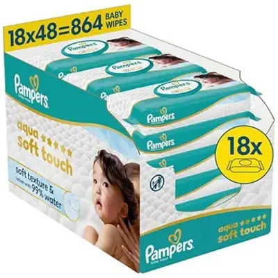 🧻 864er Pack Pampers Aqua Soft Touch Baby-Feuchttücher ab 18,20€ (statt 30€)