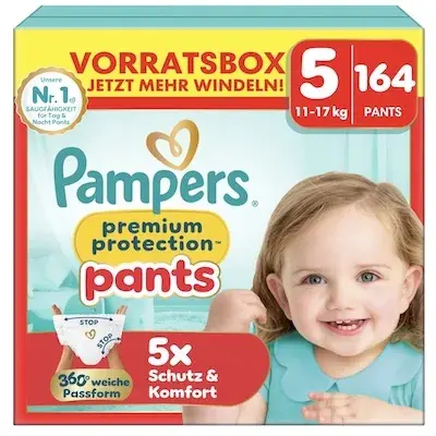 👼🏻 164x Pampers Premium Protection Pants in Größe 5 (11-17 kg) für 59,99€ (statt 70€)