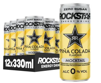 🍹 12x Rockstar Energy Drink Mocktail Piña Colada Zero Sugar 0.0% je 330ml ab 12,85€ (statt 22€)