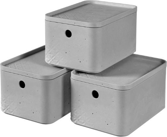 🗃️ 3er Set Curver Beton Box Aufbewahrungsboxen 4L + Deckel für 27,99€ (statt 39€)