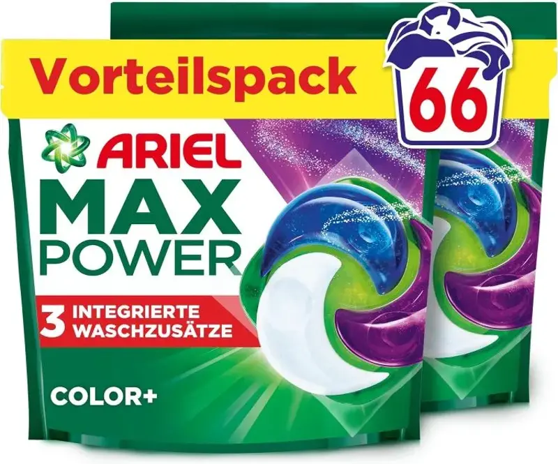 🫧 66er Pack Ariel Max Power Pods Flüssigwaschmittelkapseln für 21,84€ (statt 33€)