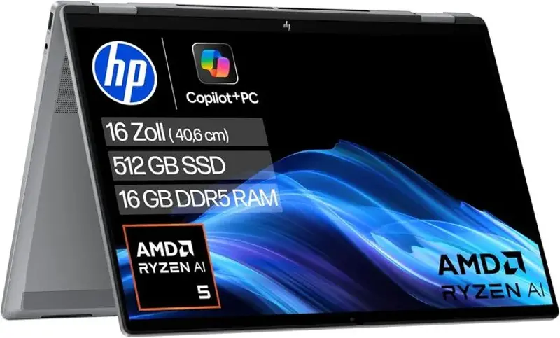 💻 HP OmniBook X Flip 2in1 AI Laptop mit AMD Ryzen AI 5 340 (6C) für 749€ (statt 829€)