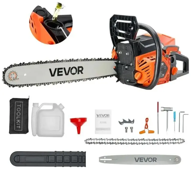🪚 Vevor 58cc Benzin-Kettensäge mit 2,7PS & 508mm für 64,76€ (statt 76€)