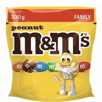 1,32kg! 🍫 4x 330g M&M’s Peanut Knackige Schokolinsen für 12,56€ (statt 20€)