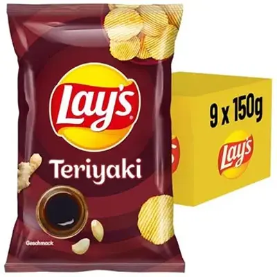 1,35kg 🥔 9er Pack Lay’s Teriyaki Kartoffelchips, 150g ab 11,69€ (statt 18€)