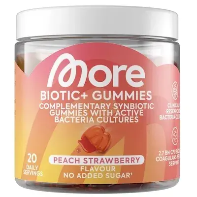 🍓 40x MORE Biotic+ Peach Strawberry Gummies für 22,49€ (statt 30€)