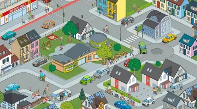 🛣️ DVR: Wimmelbild Kind und Verkehr gratis bestellen