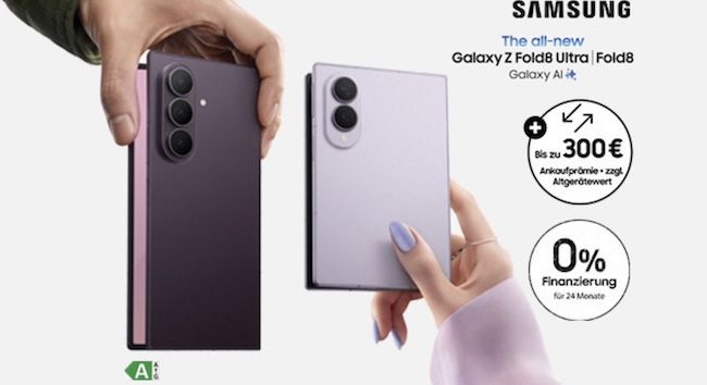 📲 Pre-Order: Samsung Galaxy Z Fold8 Ultra – Z Fold8 – Z Flip8 bis 300€ Ankaufprämie + 0% Finanzierung