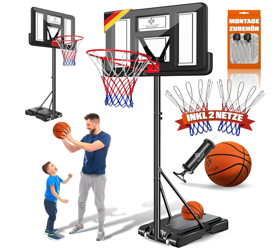 🏀⛹️‍♂️ KESSER mobiles Basketballkorb Set 230-305cm & Zubehör für 99,80€ (statt 135€)