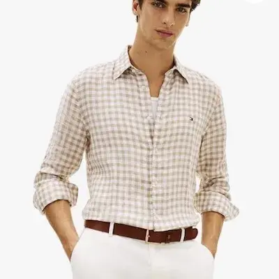 Tommy Hilfiger Linen Essential Gingham Hemd für 83€ (statt 110€)