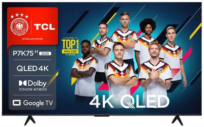 📺 TCL 75P7K 75 Zoll 4K UHD QLED Google TV mit HDR 🧨 ab 594€ (statt 933€)