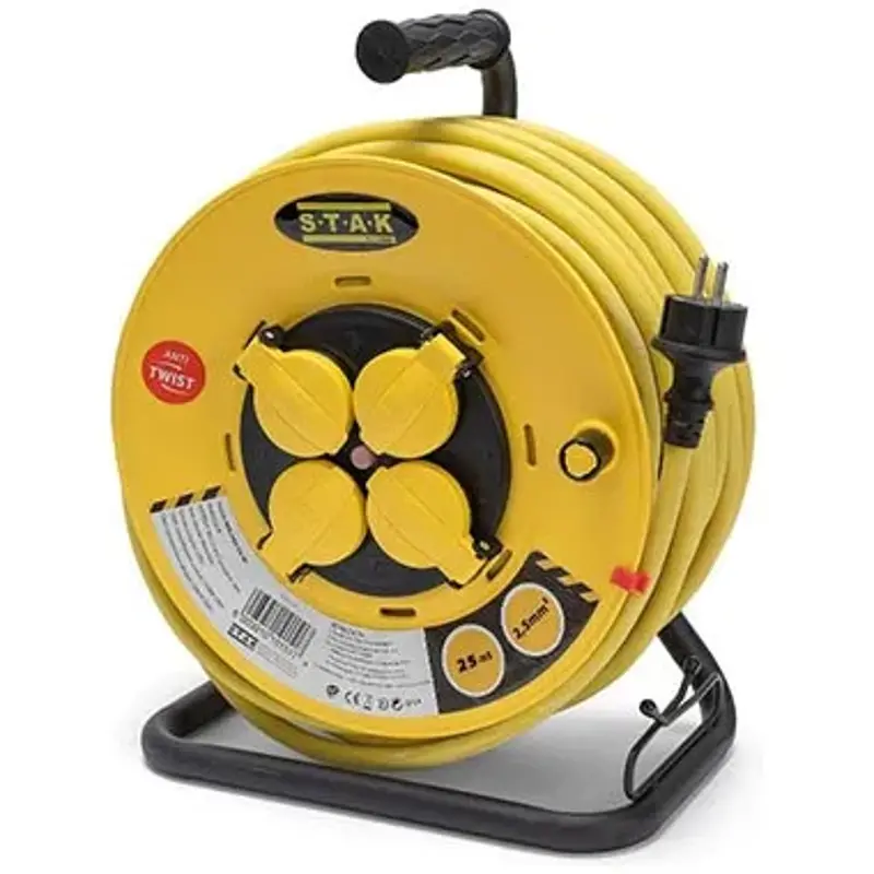 🔌 Stak Reelpro-FR-25 Kabeltrommel mit 25m Gummikabel für 53,42€ (statt 77€)