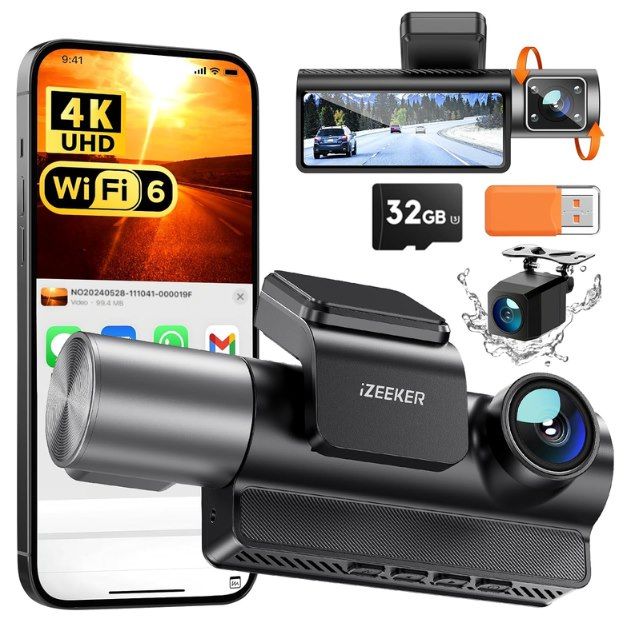 🚗 iZEEKER iD320 – 4K+1080P+1080P Dashcam mit Wifi 6 + 32GB Speicherkarte für 49,99€ (statt 57€)