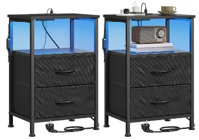 📚🔌 2x SONGMICS Nachttisch mit Steckdose & LED für 43,99€ (statt 50€)
