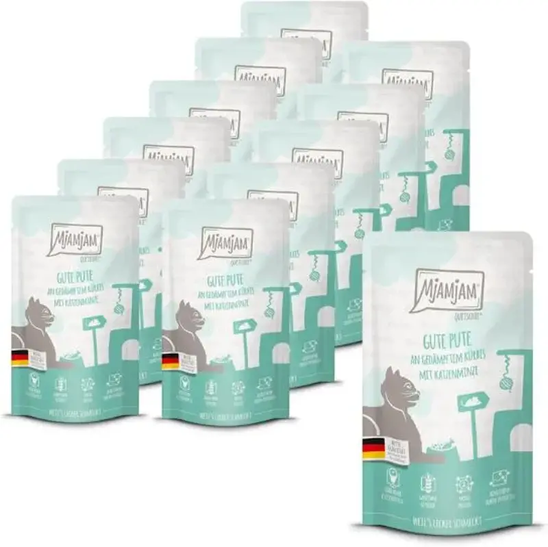 🐈 12er Pack MjAMjAM Pute an gedämpftem Kürbis Futter ab 9,53€ (statt 19€)