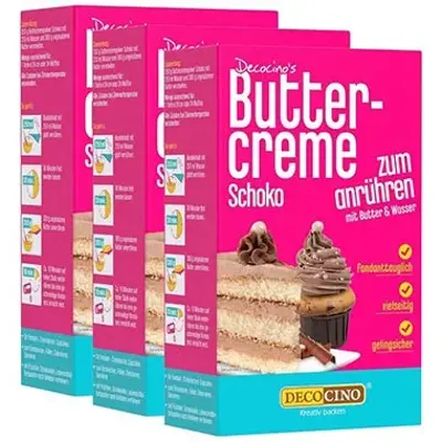 🧁 3er Pack Decocino Schoko Buttercreme Fertigmischung, je 250g ab 5,22€ (statt 13€)