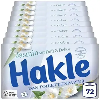 🧻 72 Rollen Hakle Jasminduft & Dekor Toilettenpapier, 3-lagig ab 27,29€ (statt 34€)