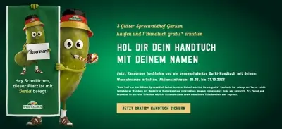 🥒 Spreewaldhof-Gurken-Gläser kaufen, personalisiertes Gurki-Handtuch gratis erhalten