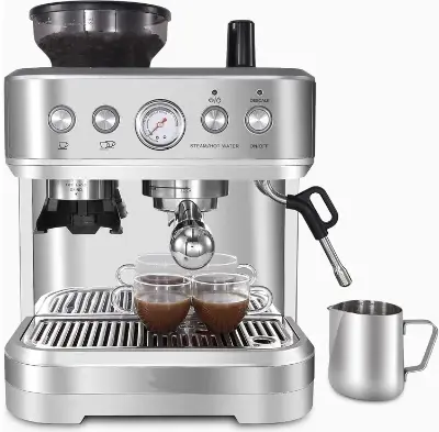 ☕ Garvee Espresso Siebträgermaschine mit Milchaufschäumer & Mahlwerk für 243€ (statt 300€)