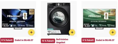 📺 Amazon: Hisense im Sale z.B. Kühl-Gefrierkombination für 333€ (statt 400€)