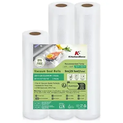 🍛 3er Pack KitchenBoss Vakuumierfolien, 20/28x300cm für 3,89€ (statt 10€)