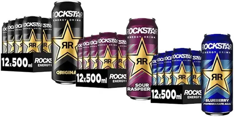 🥤 Amazon: 12er Packs Rockstar Energy Dosen in versch. Sorten je 9€ (statt 18€) – 0,75€ pro Dose