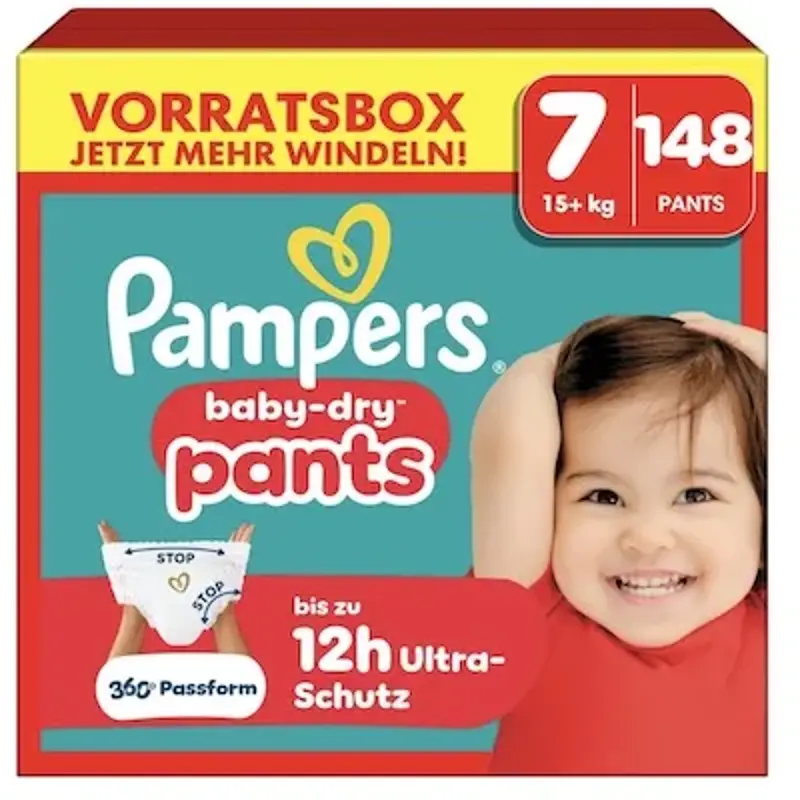 👼🏻 148x Pampers Baby-Dry Pants Windeln in Größe 7 (15kg+) für 31,84€ (statt 67€)