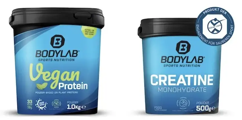 💪 Bodylab Vegan Power Bundle (1kg Protein, 500g Creatine, 12x Prime Crunchy Bar) für 49,90€ (statt 75€)