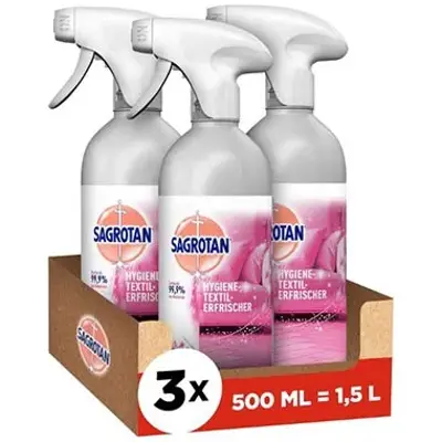 🛋️ 3er Pack Sagrotan Hygiene-Textilerfrischer Wasserlilie für 9,49€ (statt 12€)