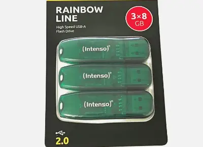 📀 3x Intenso Rainbow Line USB Speicherstick je 8GB für 8,99€ (statt 15€)