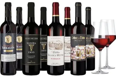 🍷 8er Weinpaket goldprämierte Rotweine + 2 Zwiesel Gläser für 39,90€