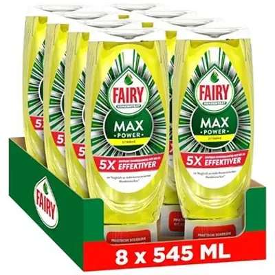 🧼 2 x 8er Pack Fairy Max Power Spülmittel Zitrone für 30,66€ (statt 48€)