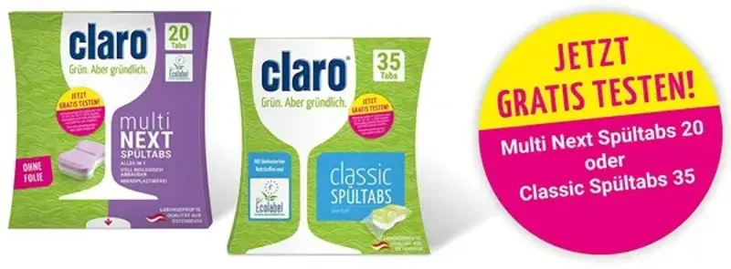 🍽️ Claro Geschirrspültabs gratis ausprobieren