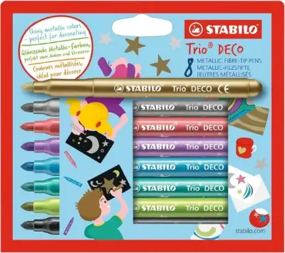 ✍🏻 8er Pack Stabilo Trio Deco Metallic-Filzstift mit robuster XL-Spitze für 5,89€ (statt 10€)