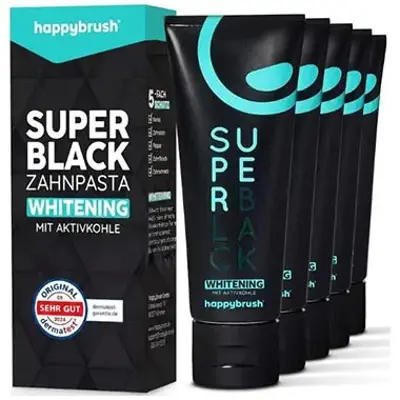 🪥 5er Pack happybrush SuperBlack Aktivkohle Zahnpasta ab 15,25€ (statt 23€)